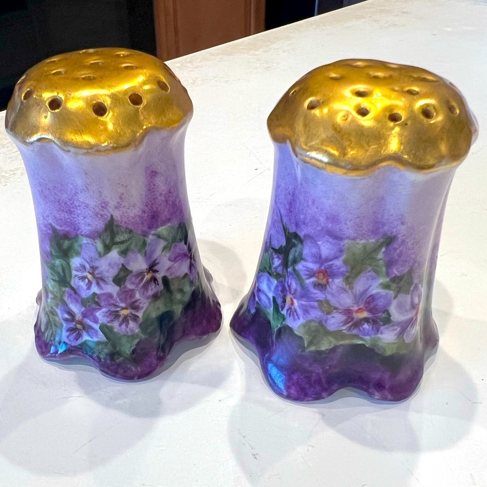 Rosenthal Versailles Bavarian Porcelain Hand Painted GoldTop Salt/Pepper Shakers